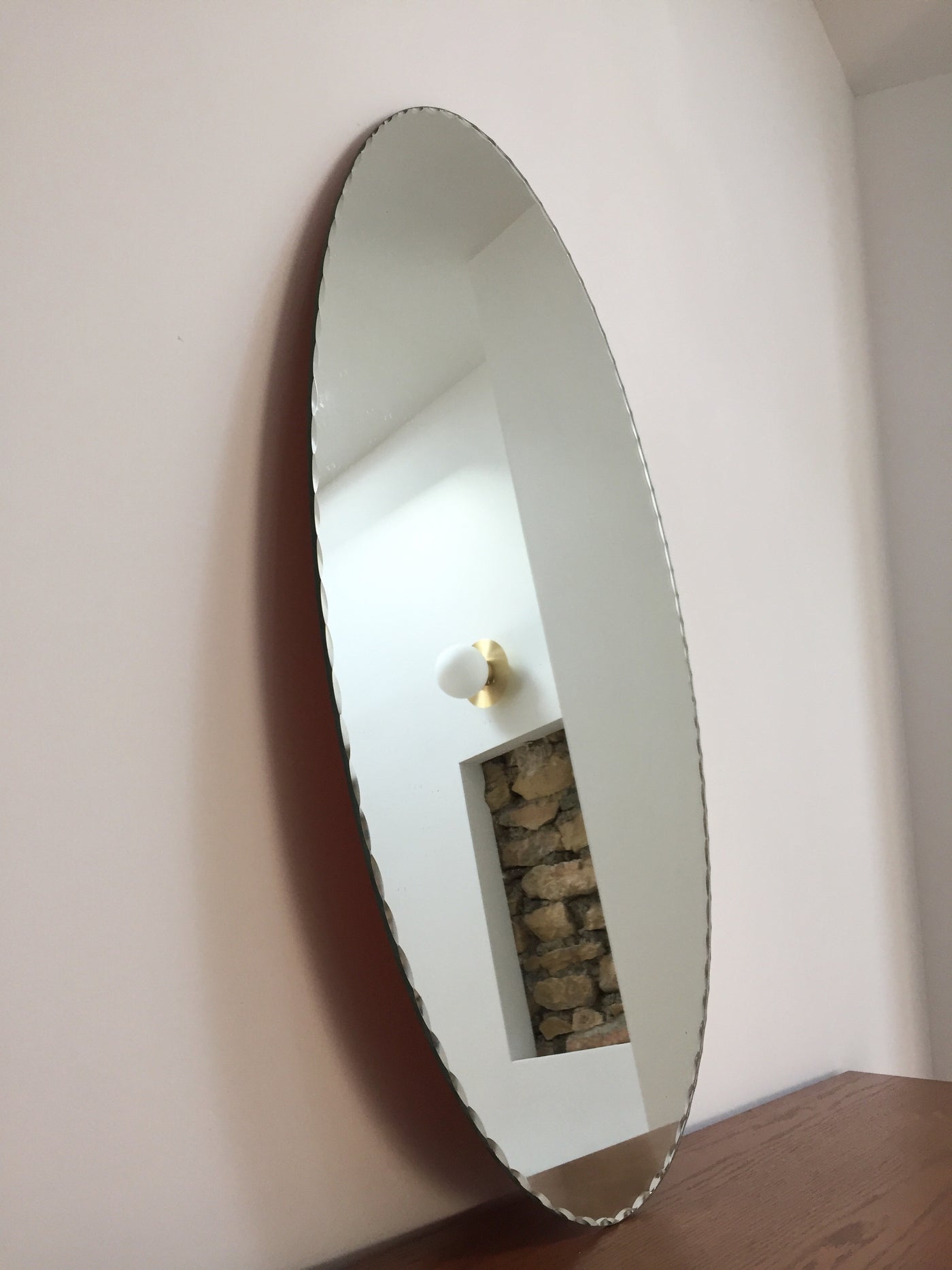Grand miroir biseauté ovale